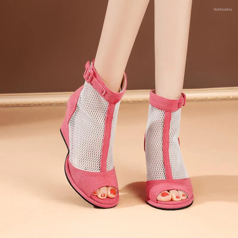 Square Square Sexy Sandals Fashion 2024 Heel Women's Shipper Mesh Treasable High Hollow Hollow Out Open Ope Out Open Ene 35-46 5 S