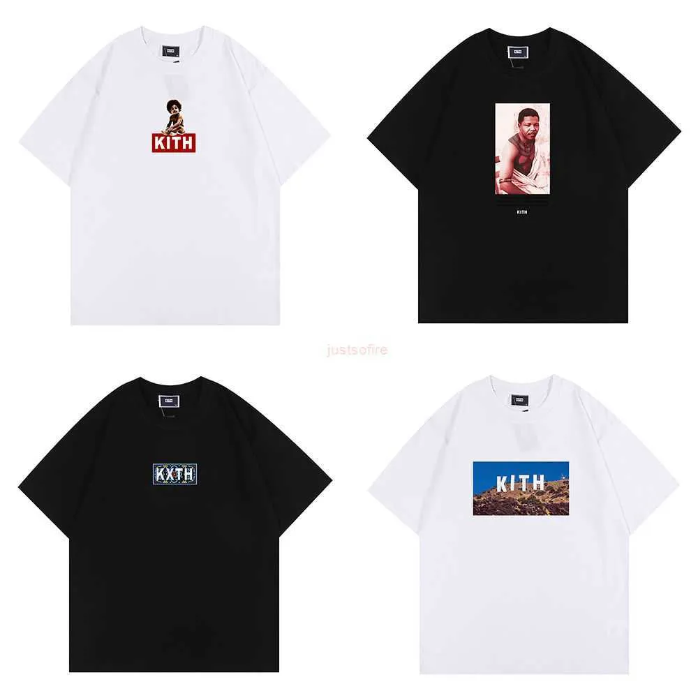 디자이너 패션 의류 티 TSHIRTS 브랜드 KITH 느슨한 오버 사이즈 코튼 Tshirt 여름 인기 라운드 넥 프린팅 남자와 여자 애호가 짧은 슬리브면 스트리트