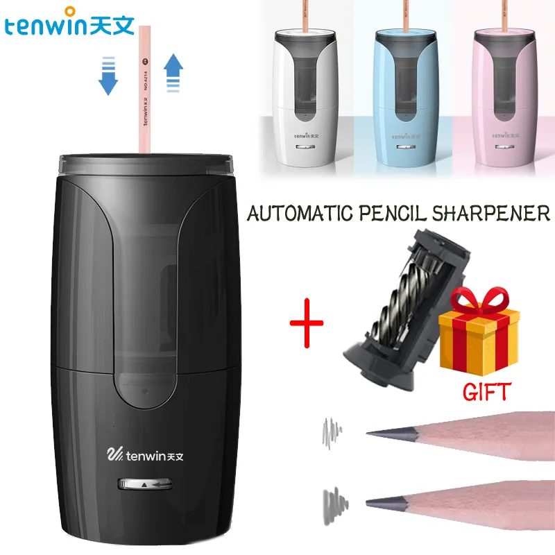 Pencil Sharpeners Tenwin Electric Pencil Sharpener Auto-Stop Large Pen Sharpener for 6-8mm Color Pencils Portable Stationery School Sketch pencil 230704