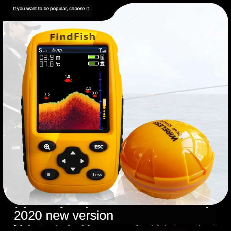 Fish Finder Russo INGLESE Allarme Wireless Portatile Sonar Fish Finder Richiamo di pesca Ecoscandaglio Fish Finder Lake Sea Pesca sensore sonar HKD230703