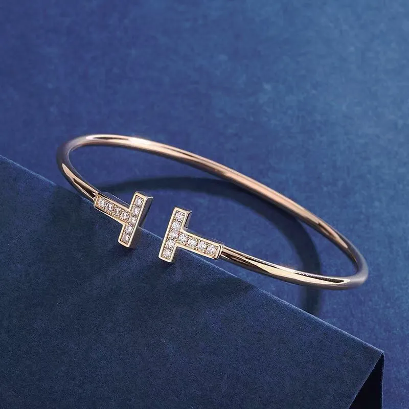 Dla kobiety projektantki koniczyny podwójny t w kształcie biżuterii damskiej kochaj kobietę bransoletka złota bransoletka
