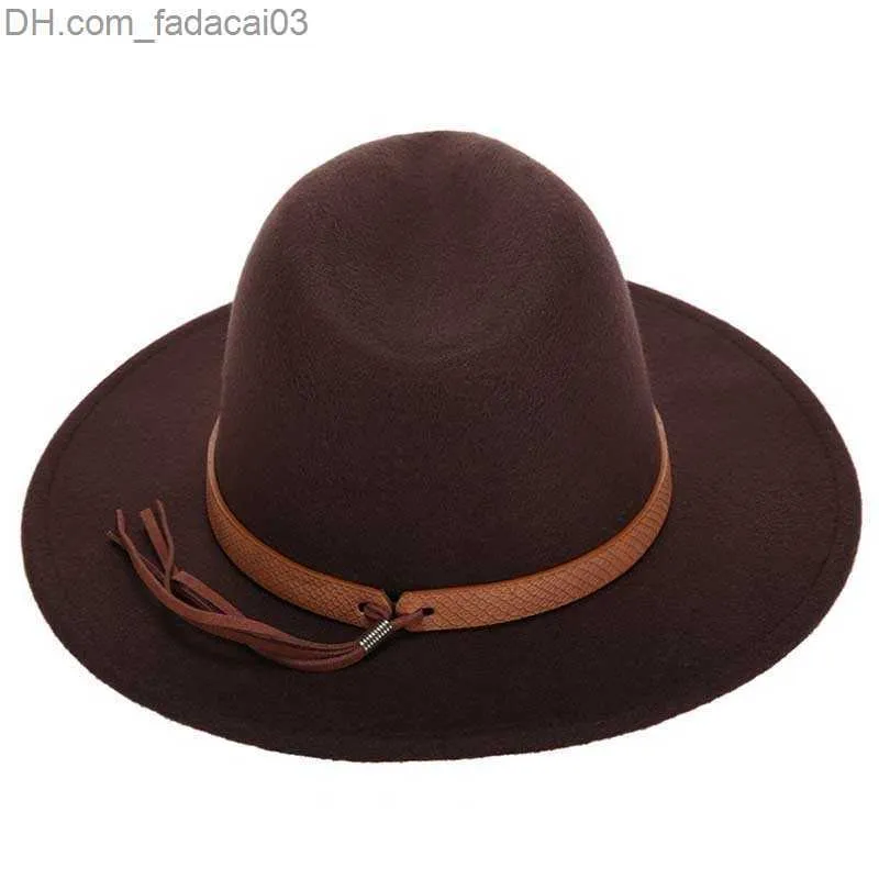 Stingy Brim Hats Autumn Winter Sun Hat Women Men Fedora Hat Classical Wide Brim Felt Floppy Cloche Cap Chapeau Imitation Wool Cap L XL Z230705