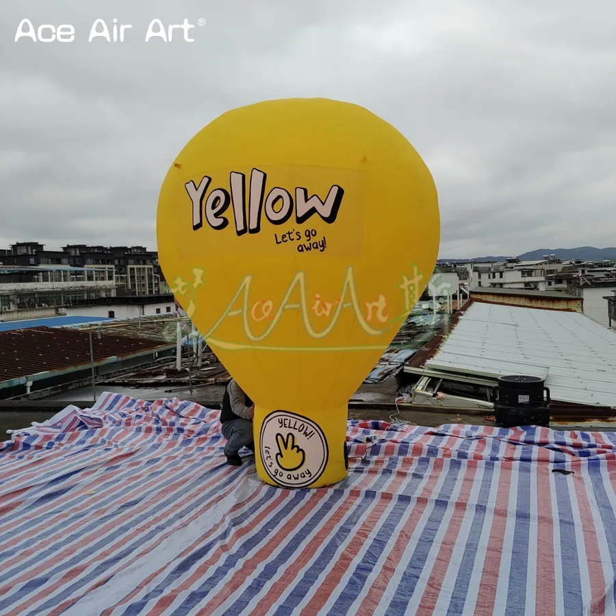 屋外広告プロモーション用の 3mH またはカスタムインフレータブル熱気球黄色のバルーン モデル