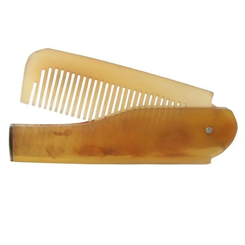 Peigne Pliable En Corne De Yak – Avec Clip De Poche Pour Barbe Et Moustache, Naturel Et Pratique