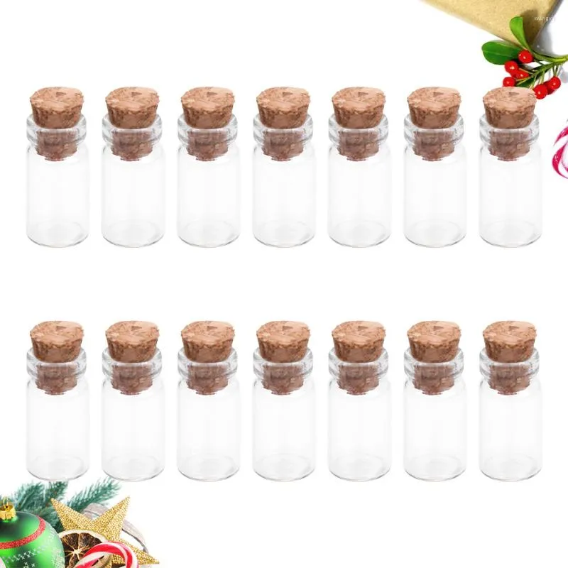 Vases 50 PCS Mini Bouteilles En Verre Avec Bouchons En Liège Transparent DIY Wish Jars Pour Message Mariages Fête