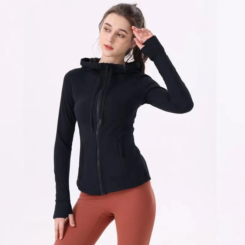 Lu the same yoga wear Define women sports slim fashion temperament jacket jacket woolen hooded fitness hoodie