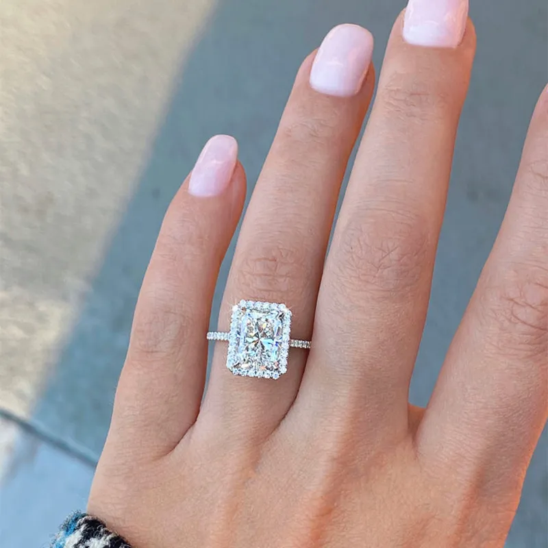 Huitan Hot rektangulär Cubic Zirconia Ring för kvinnor Enkel geometrisk fyrkantig Fingerringar Bröllopsringar Modesmycken