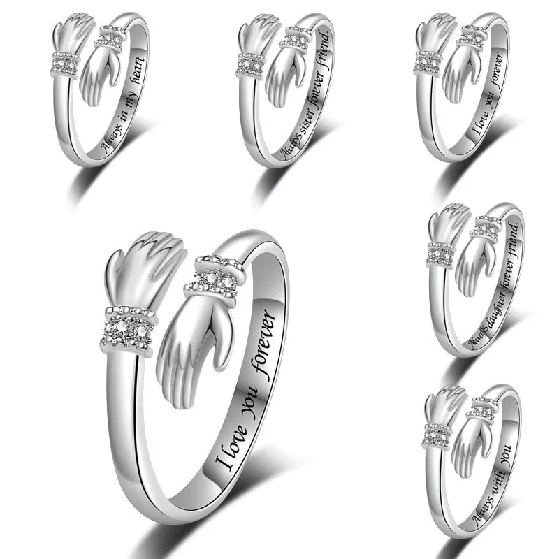 925 sterling Silver Hunctric Letters Rings for Women Men Simple Fashion Open Open Handmade Ring Hights زوجين