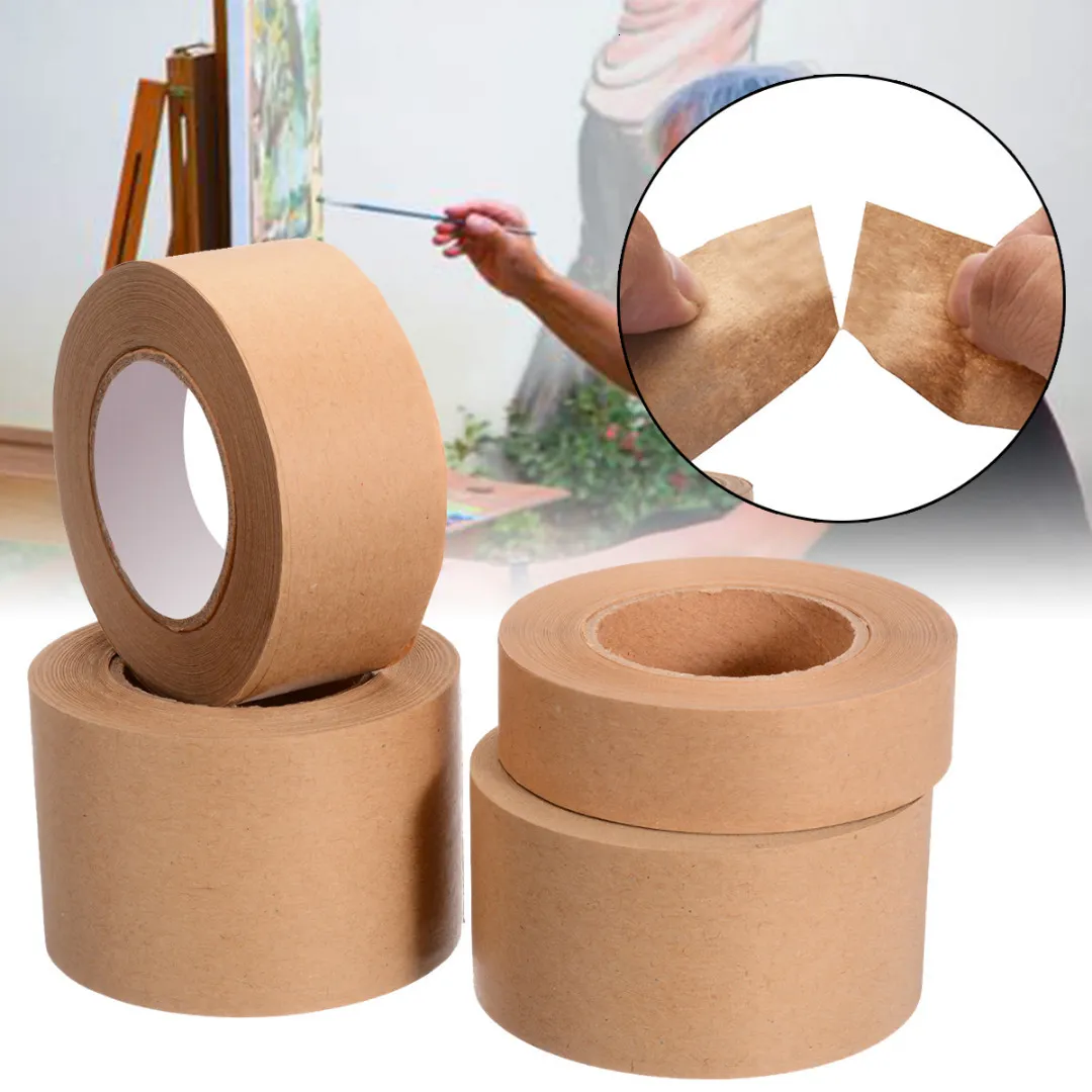 Rubans adhésifs 1 rouleau de 30 m de papier kraft gommé brun ruban de papier de masquage adhésif pour boîte d'étanchéité ruban de papier kraft outils d'emballage 230703