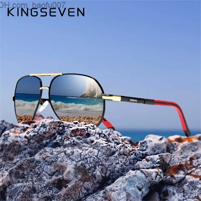 Sunglasses KINGSEVEN Aluminum Magnesium Mens Sunglasses Polarized Men Coating Mirror Glasses Male Eyewear Accessories For Men K725 Z230704