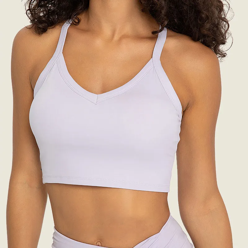 High Elastic Nude V Neck Low Impact Yoga Bra With Removable Cups  Shockproof, X Shaped Back, And Sexy Tank For Running And Sports From  Wslly104104, $13.13