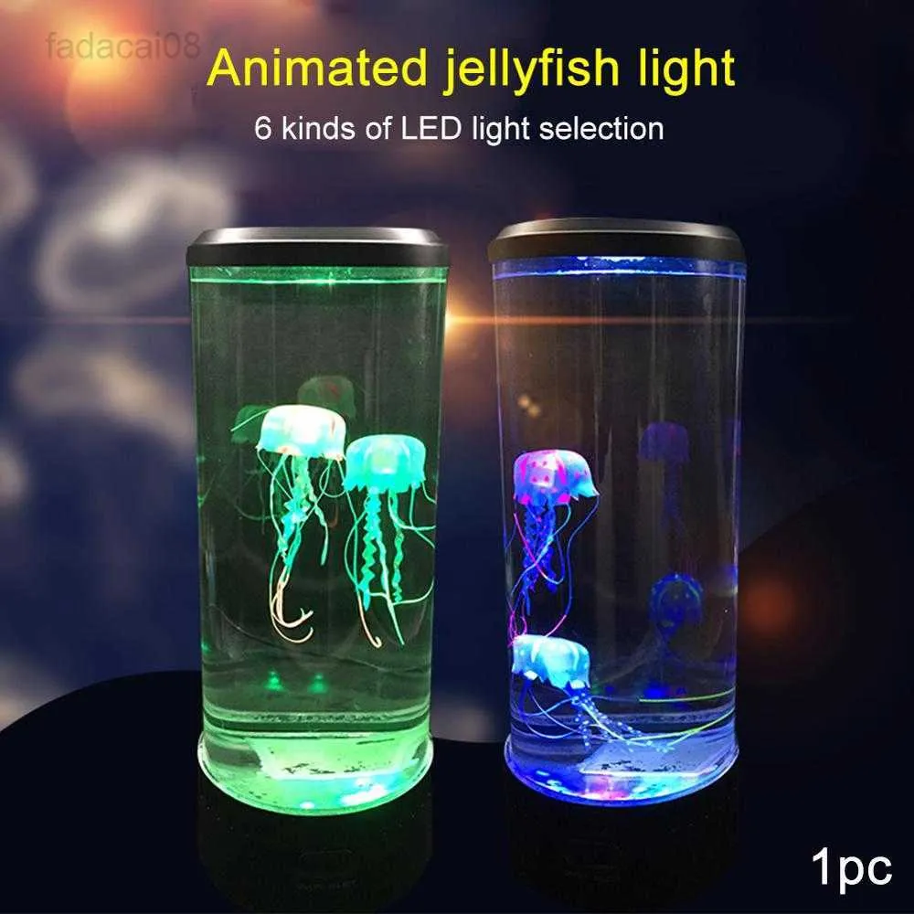 Lumières RVB Led Méduse USB Alimenté Enfants Cadeau Veilleuse Réservoir Aquarium Lampe De Table pour La Maison Chambre Chevet Décoration Intérieure HKD230704