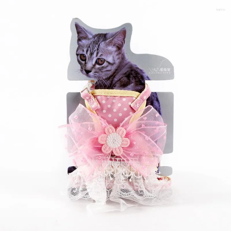 Obroże dla psów 2023 Eleganckie luksusowe ubrania dla zwierząt Kot Wiązana muszka Haftowana spódnica z welonem Mały szczeniak