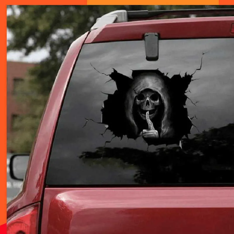 Nuovo adesivo teschio di Halloween Parabrezza posteriore per auto Horror Atmosfera silenziosa Decalcomanie Auto Window Wall Festival Decorazione Adesivi per auto