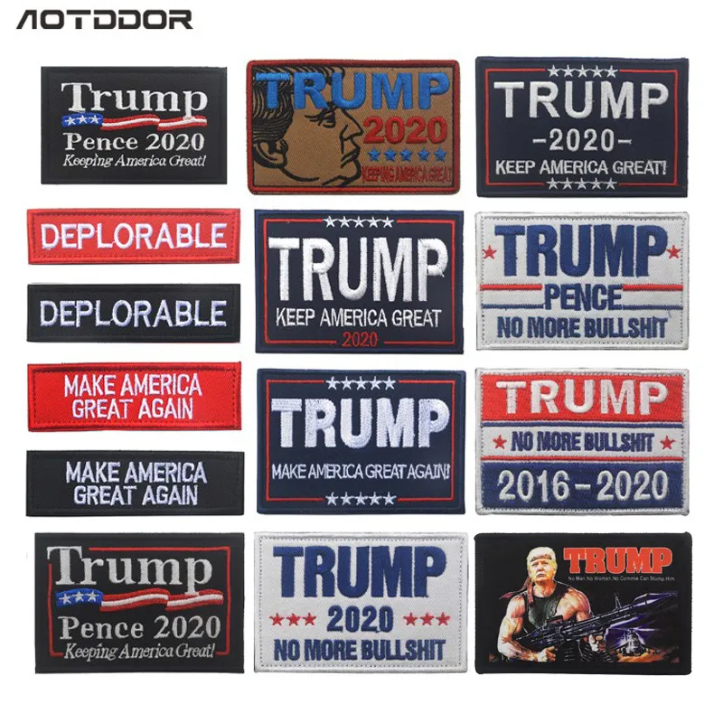 Trump Make America Great Again DIY Accessoires de couture Décoratifs personnalisés Patchs de vêtements brodés Badges adhésifs Vêtements Applique Vestes Jeans Autocollant