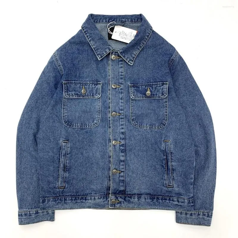 Men's Jackets Amikaki Washed Denim Jacket Japanese Vintage Street Motorcycle Loose Size Couple