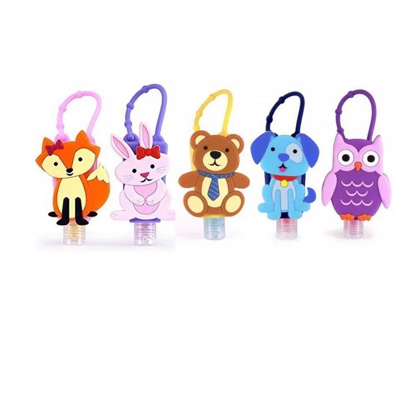 30ml Cute Creative Cartoon Animal Bath Body Works Silicone Portable hand soap Hand Sanitizer Holder With Empty Bottle ship Immediately Sgmng
