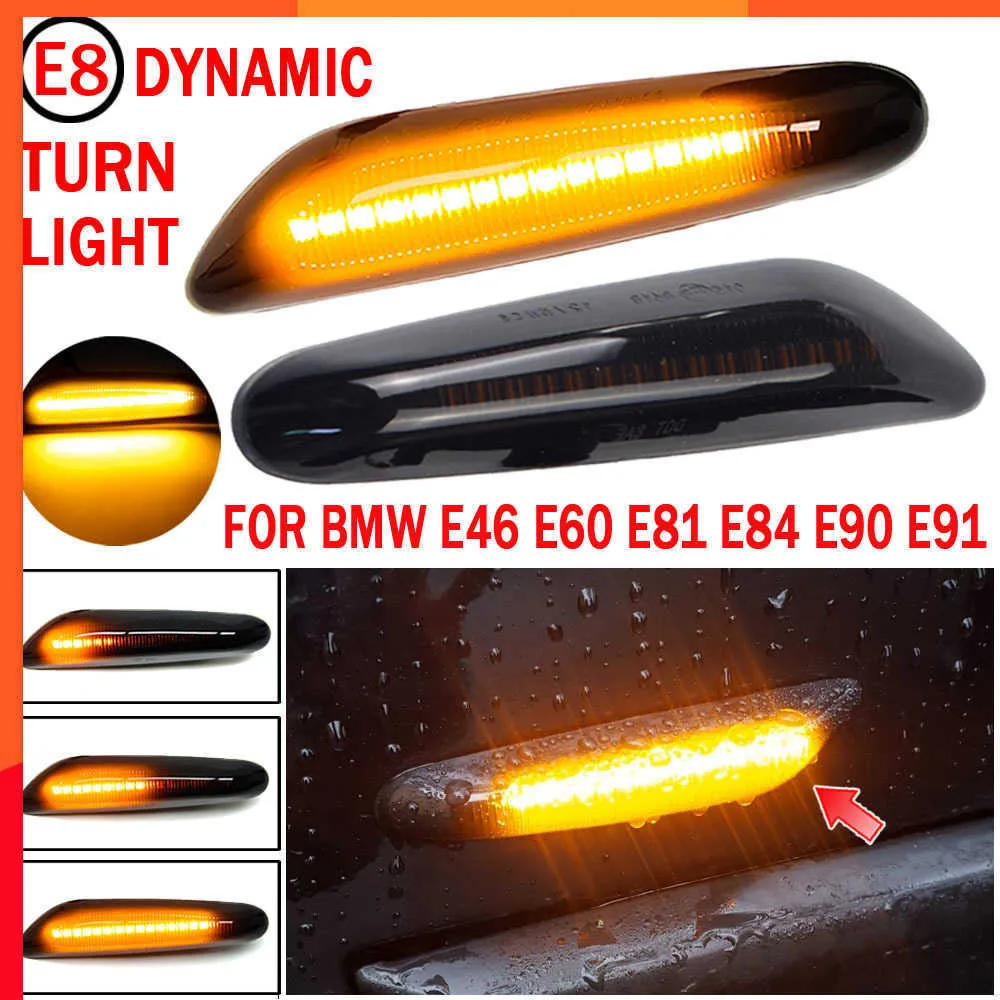 Uaktualnij 2PC dla dynamicznego markera bocznego BMW Dynamiczne światło sygnałowe Sekwencyjne światło miga dla E90 E91 E92 E60 E60 E87 E82 E46 Błęcznie