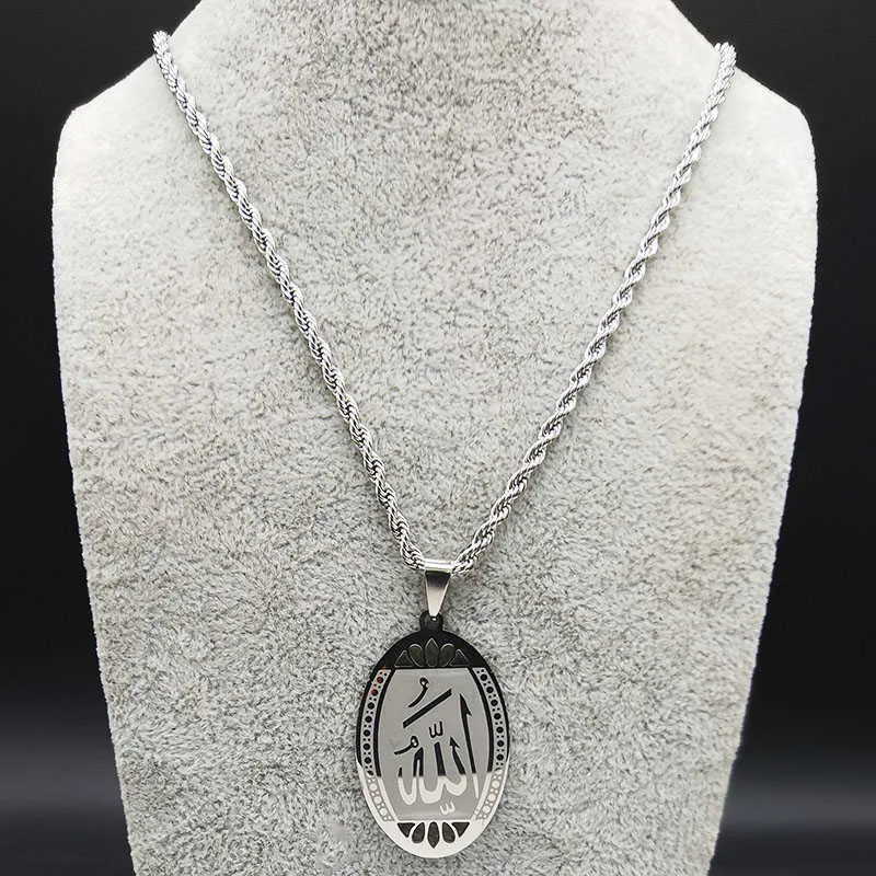VASSAGO Allah Medaillon Ketting Islamitische Moslim Arabische Allah Hanger Ketting Roestvrij Staal Kettingen Islam Eid Ramadan Religieuze Sieraden