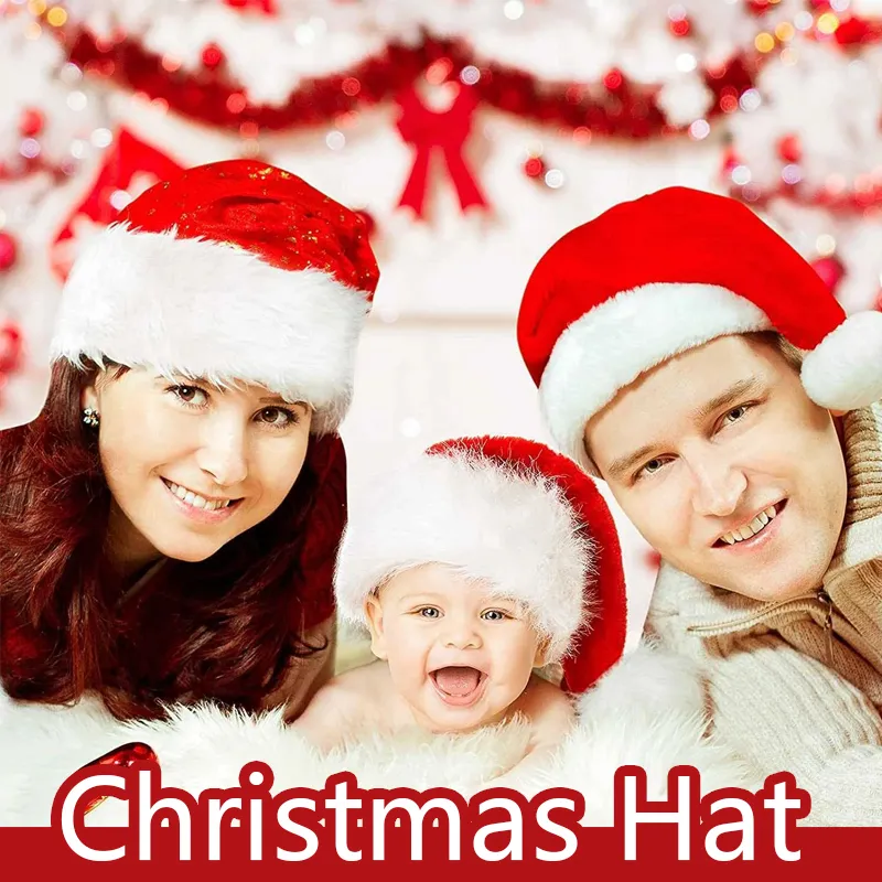 New Christmas Hat Cute Pom Adult Kids Soft Beanie Santa Hat New Year's Party Kids Gift Navidad Natal Noel Decoration wholesale