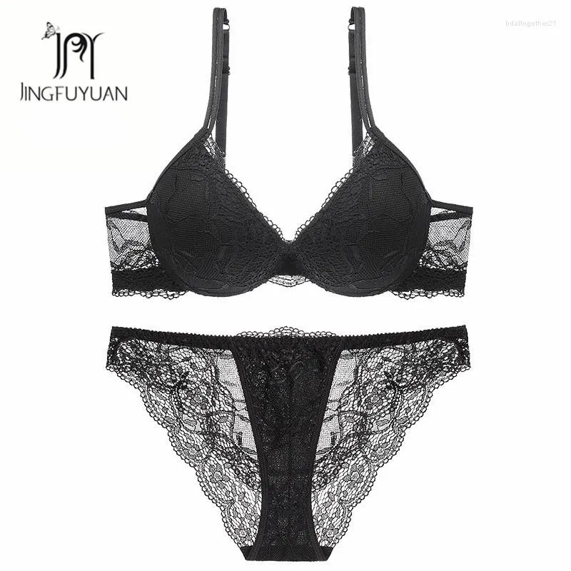Bras Sets Deep V Shape Bra Set Lace Sexy Lingerie Gathering Push Up Design  Underwear For Women Panties And