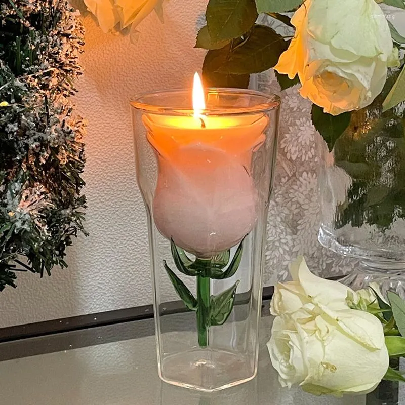 Candle Holders Dual Use Flower Shaped Glass Cup For Wedding Candles Holder Decor Table Centerpiece