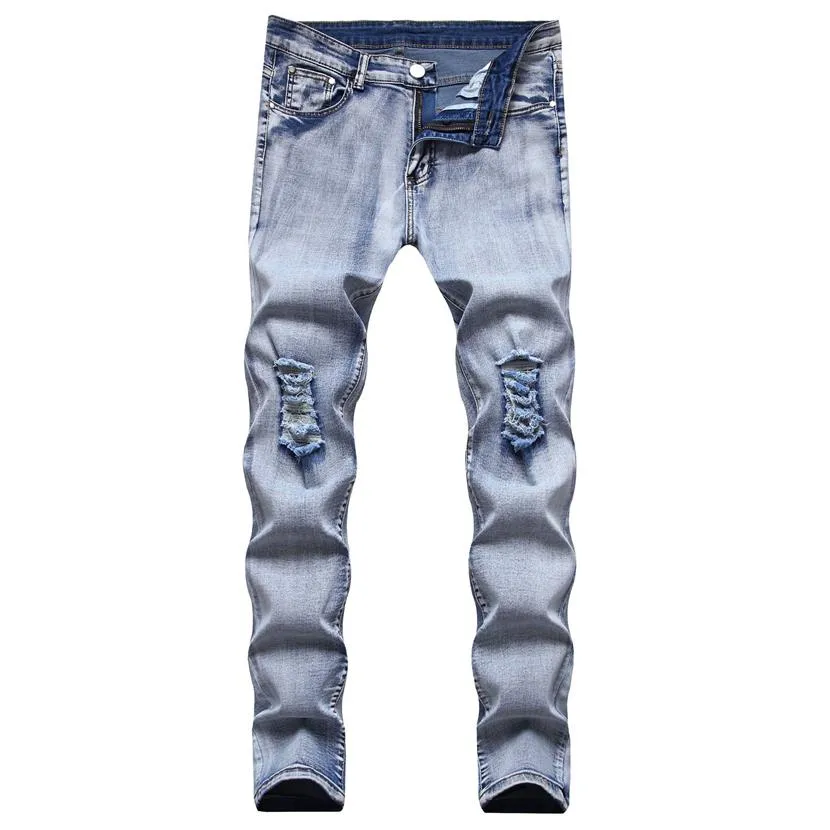 Hommes grande taille pantalon mode haute qualité dernière conception Streetwear hommes maigre Stretch Jean taille élastique mince survêtement St273K