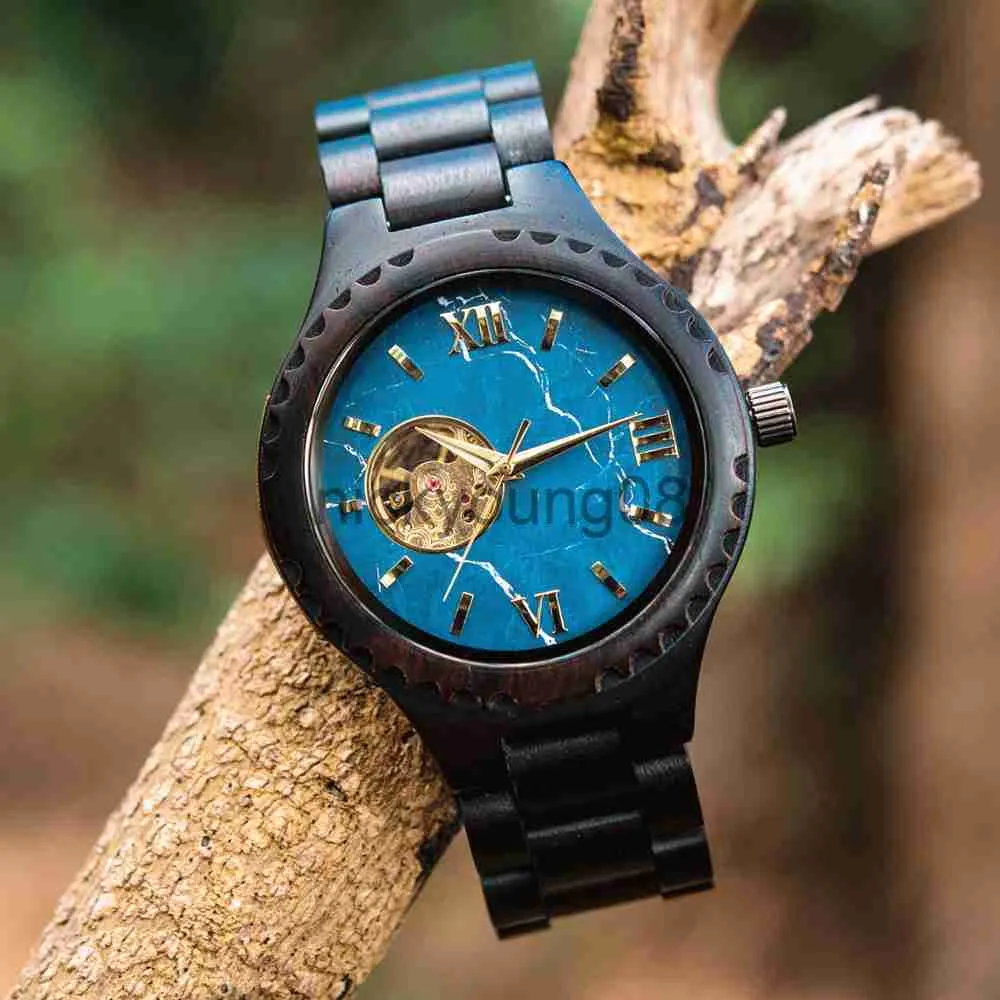 Orologi da polso BOBO BIRD Luxury Men's Automatic in legno es Design intagliato Supporto per polso meccanico Drop-shipping 0703