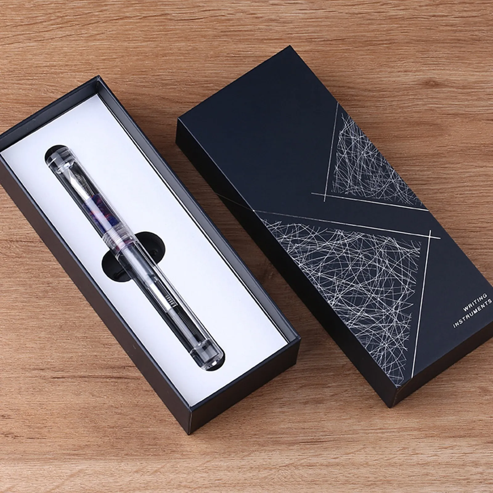 Majohn V60 Piston Fountain Pen Extra Fine Nib Black Golden Triangular Resin Writing Office Pen Set with Gift Box