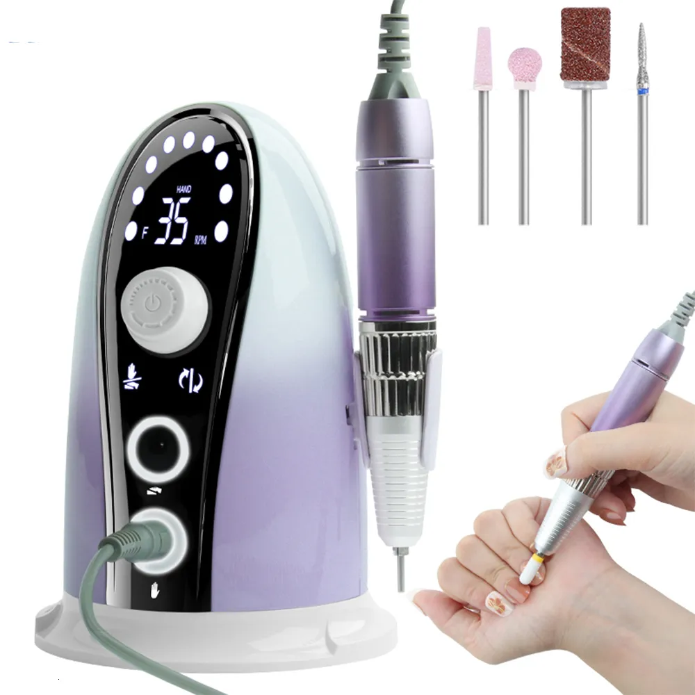 Conjunto de manicure para unhas recarregável broca máquina portátil 35000 rpm lixadeira elétrica para salão de beleza brocas 230703