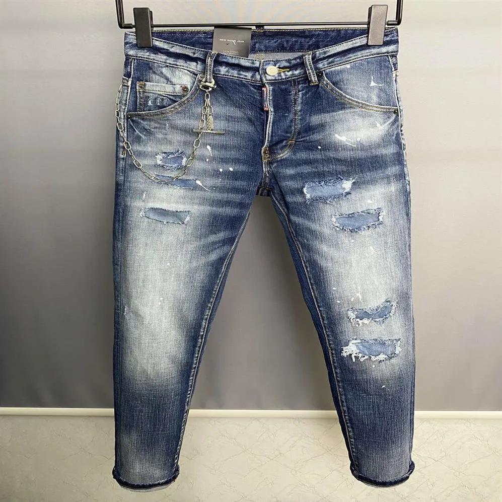 Moda italiana jeans casuais masculinos europeus e americanos lavagem de alta qualidade moagem manual otimização da qualidade LA9820331L