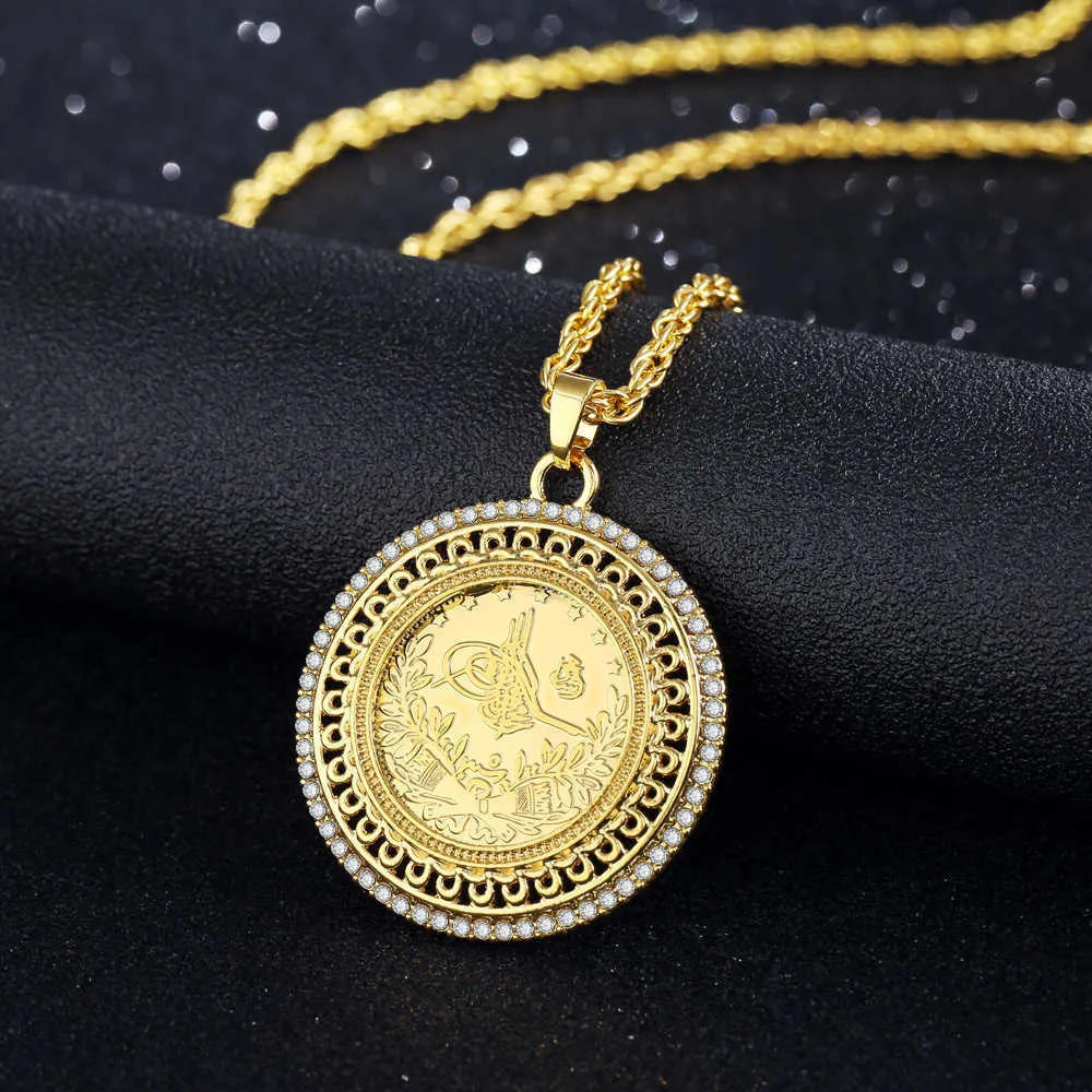 Real Gold Coin Necklace 18K -