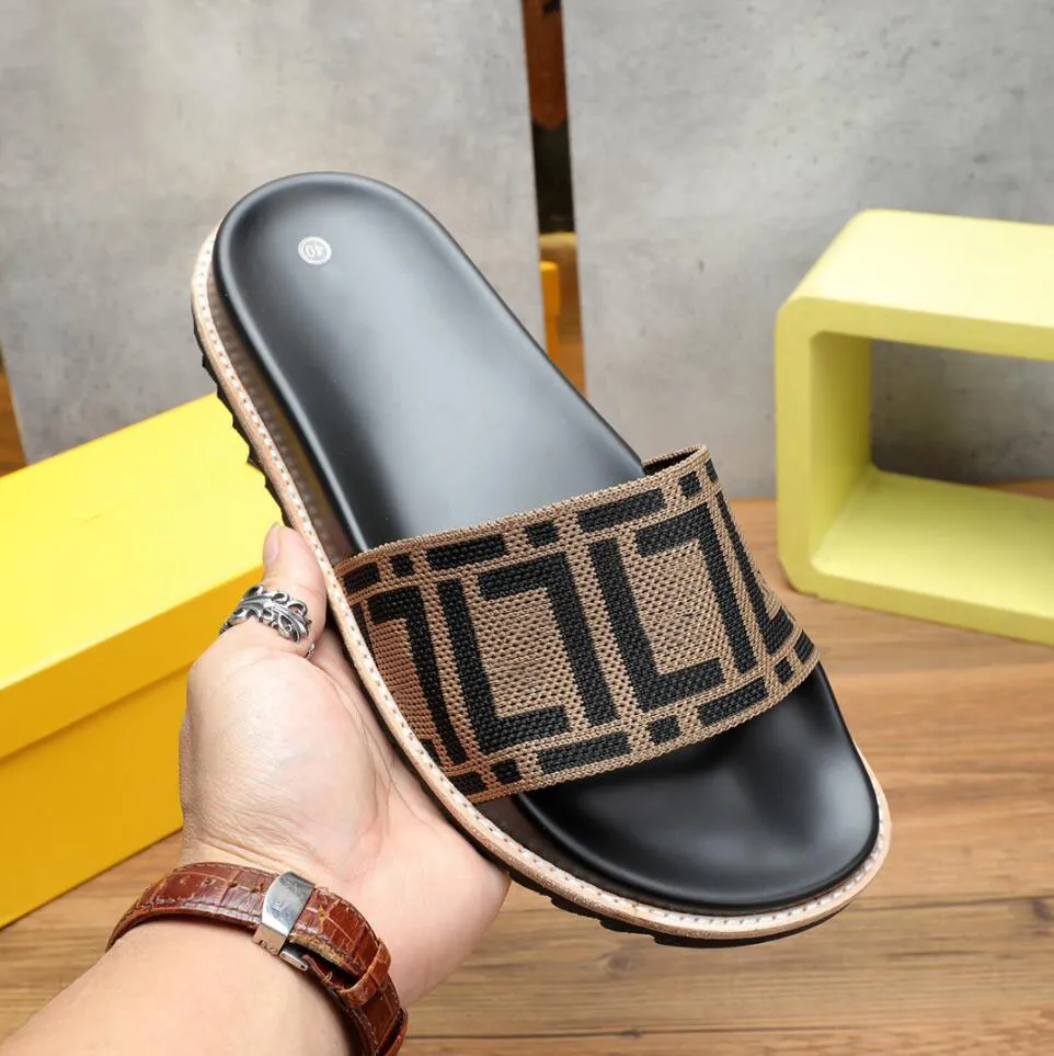 Beige Luxury Pattern Slide Sandals