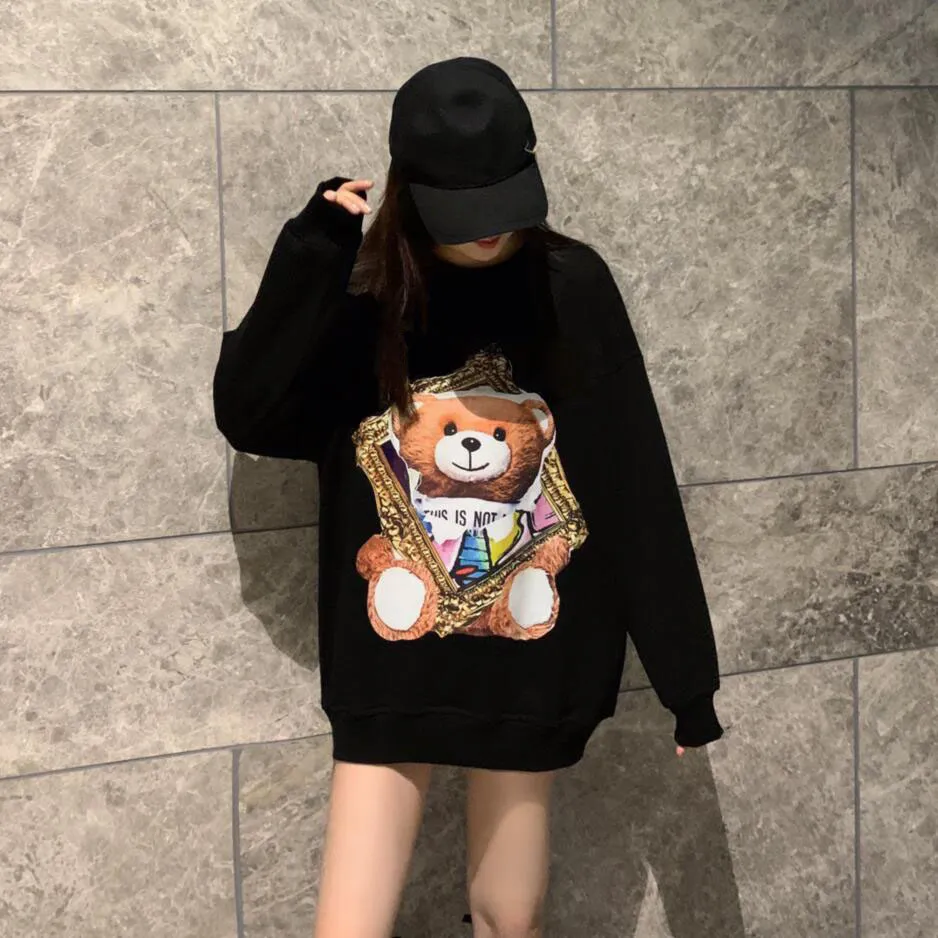 Designer Sweats à capuche Femmes Hommes Pull Sweat à capuche Lettre Teddy Bear imprimé à manches longues en vrac à capuche blanc noir 100% coton à capuche