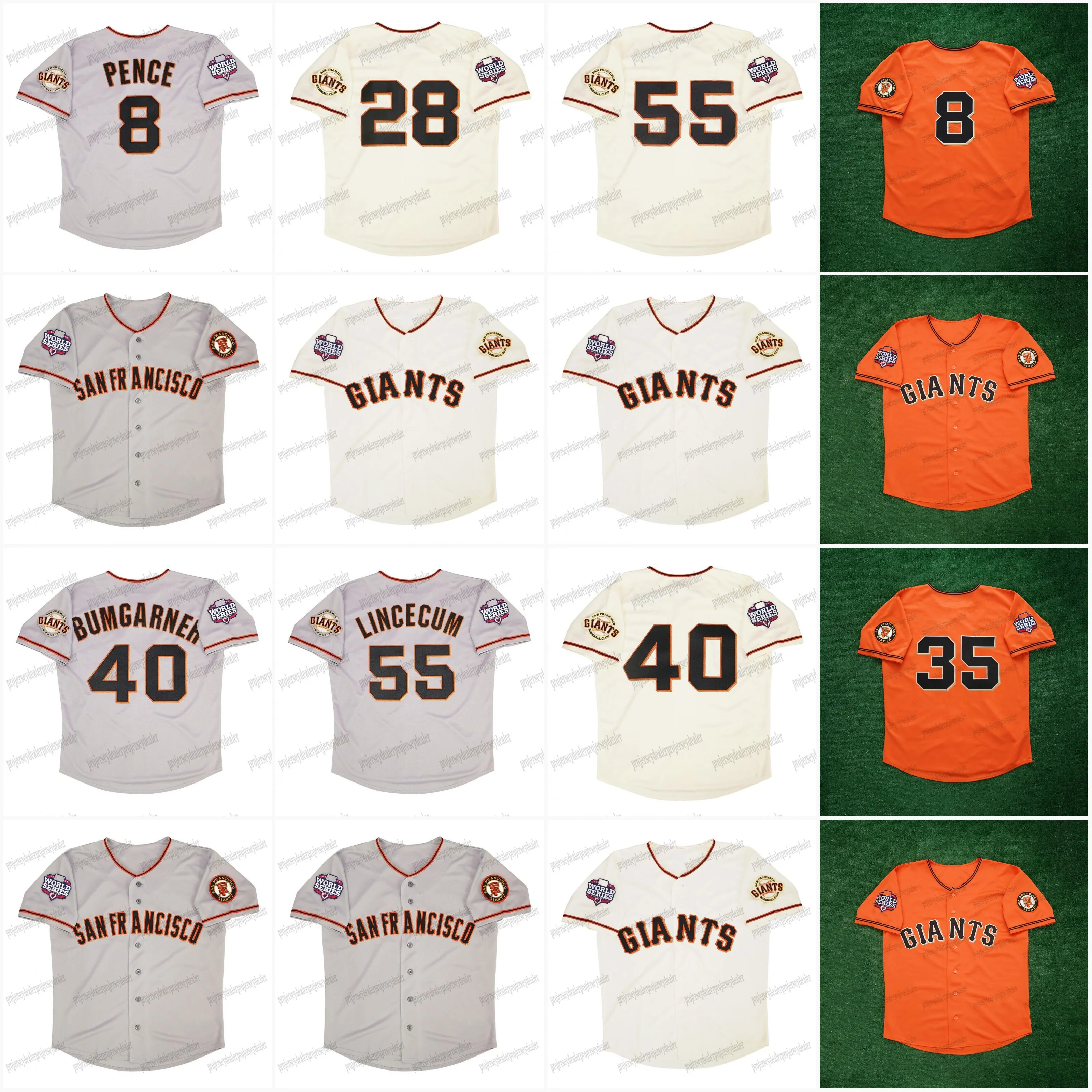 2024 SF Giants World Series Champions Jersey Custom Pence Posey Bumgarner Lincecum Huff