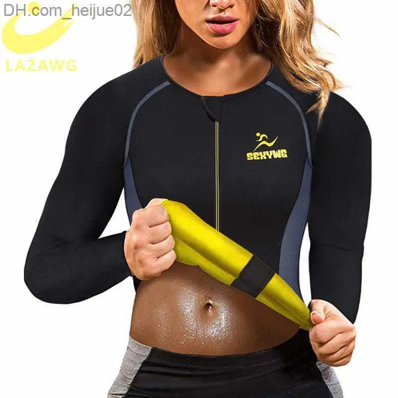 Waist Tummy Shaper LAZAWG Women Hot Sweat Weight Loss Shirt Neoprene Body  Shaper Sauna Jacket Suit Workout Long Training Clothes Fat Burner Top  Z230706 From Heijue02, $7.48
