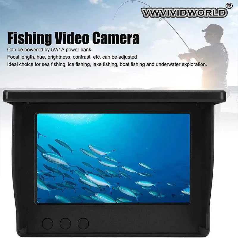 Localizador de peixes novo localizador de peixes lcd display de 5,0 polegadas subaquático 220 tela de câmera de pesca à prova dwaterproof água ips 1080p 16 horas de visão noturna de resistência hkd230703