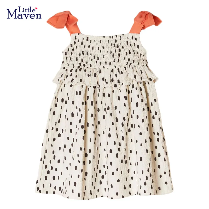 Girl s Dresses Little Maven 2023 Mode Sommarklänning Bomull Härlig Casual Dot Clothes Barn Vestidos Pretty for Kids 2 7 år 230704