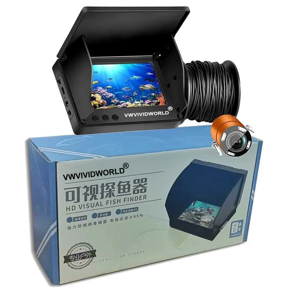 Localizador de peixes novo localizador de peixes lcd display de 5,0 polegadas subaquático 220 tela de câmera de pesca à prova dwaterproof água ips 1080p 16 horas de visão noturna de resistência hkd230703