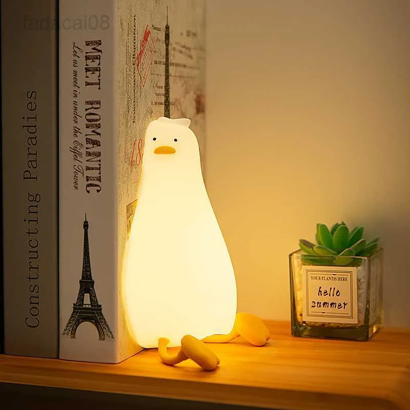 Lights Duck Nightlights Led Nachtlampje Eendje Oplaadbare Lamp USB Cartoon Siliconen Kinderen Kid Slaapkamer Decoratie Verjaardagscadeau HKD230704