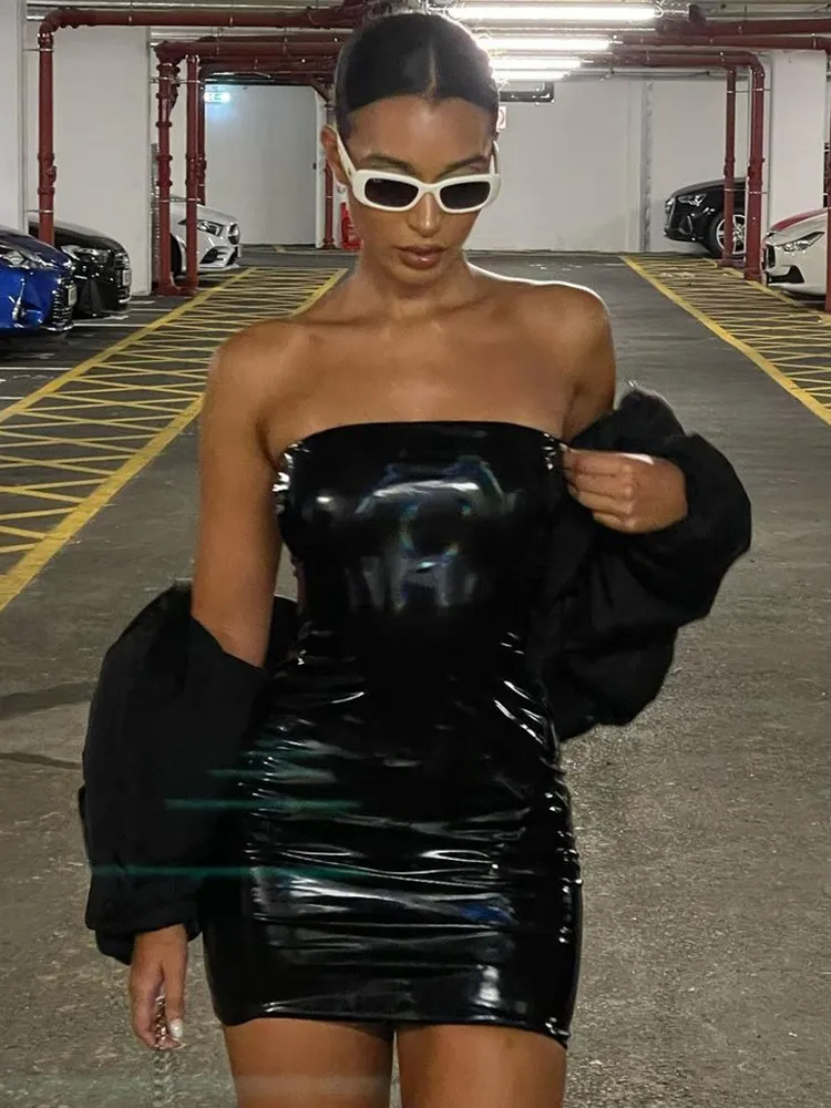 latex mini dress black Latex Mini Dress main image 0