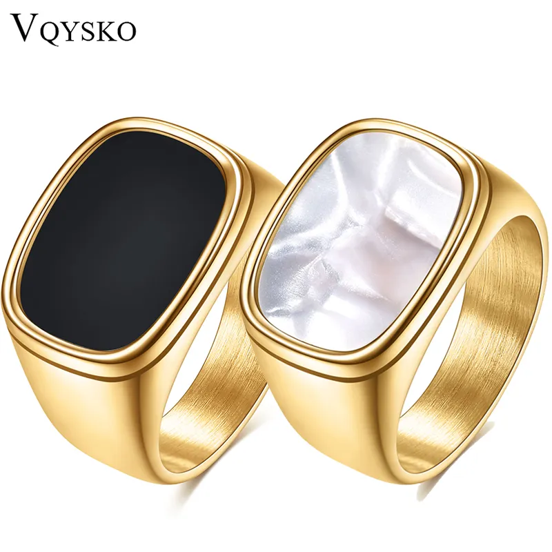 VQYSKO Guldsignetring för man kvinnor 14k guldpläterad kupol av rostfritt stål Chunky Statement Ring Comfort Passform för minimalistisk stat