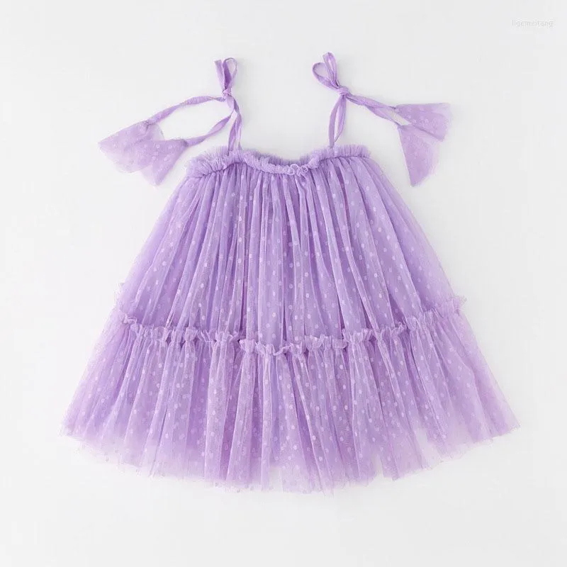 Mädchen Kleider Dot Tüll Kleid Für Kinder Mädchen Sommer Ärmellose Spitze Up Sling Sommerkleid Mesh Gaze Prinzessin Hochzeit Geburtstag Kleidung