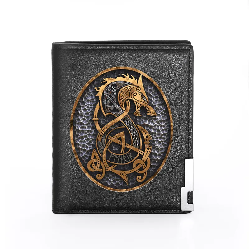 Haute qualité Vintage Viking Dragon couverture hommes femmes portefeuille en cuir porte-monnaie mince porte-cartes de crédit/ID insère des sacs à main courts