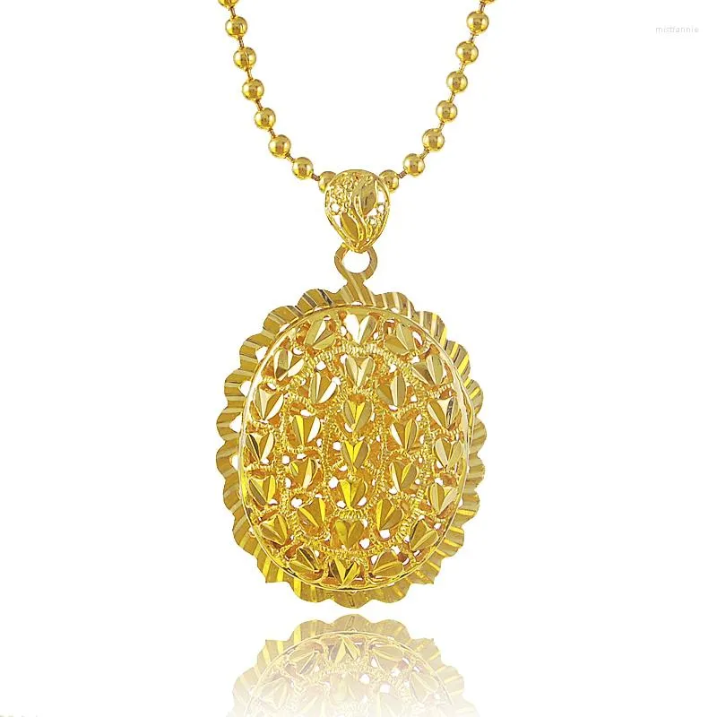 Colares com pingente Colar oval floral banhado a ouro 24k para presente de noivado feminino