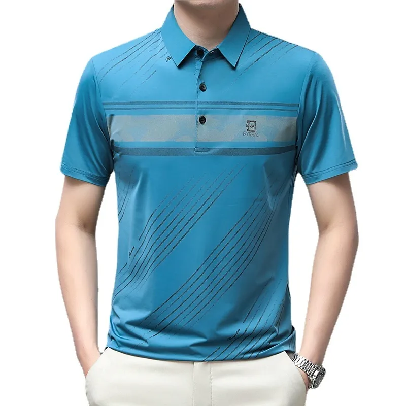 Men s Polos 2023 Fashion Short sleeved Polo Shirt Business Casual Solid Lapel Top Daily Outside Golf Clothes 230704