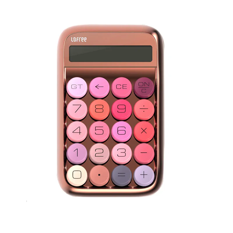 Rekenmachines Sanreya Original Lofree Calculator Vintage Gedecomprimeerd Rose Goud Met Groot Display Mode Mooie Mechanische Sleutelschakelaars 230703