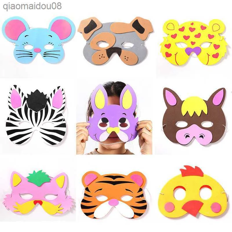 20pcs Cartoon Animal Mask Photo Props Kids Birthday Party Decor Jungle Safari Theme Zoo Party Supplies Children Cosplay Dress-Up L230704