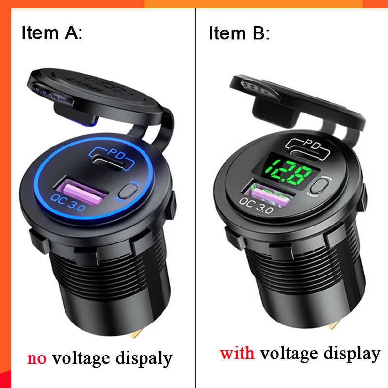 Upgrade 48W USB Charger Socket Waterproof Fast Charge Adapter PD Type C and QC3.0 Power Outlet With Switch For Car Marine Motorcycle