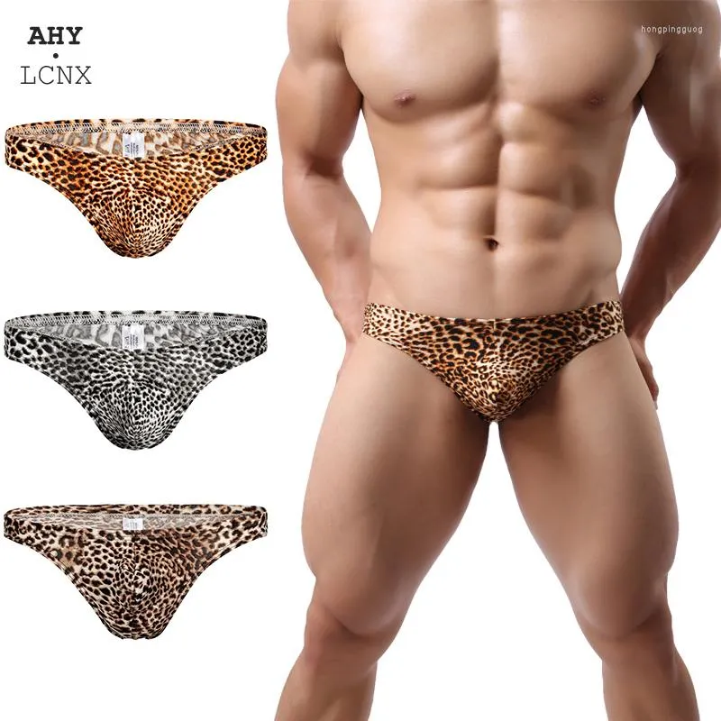 Slip imprimé léopard hommes sous-vêtements Sexy hommes slips tendance confortable respirant Cool taille basse culotte U poche convexe mâle